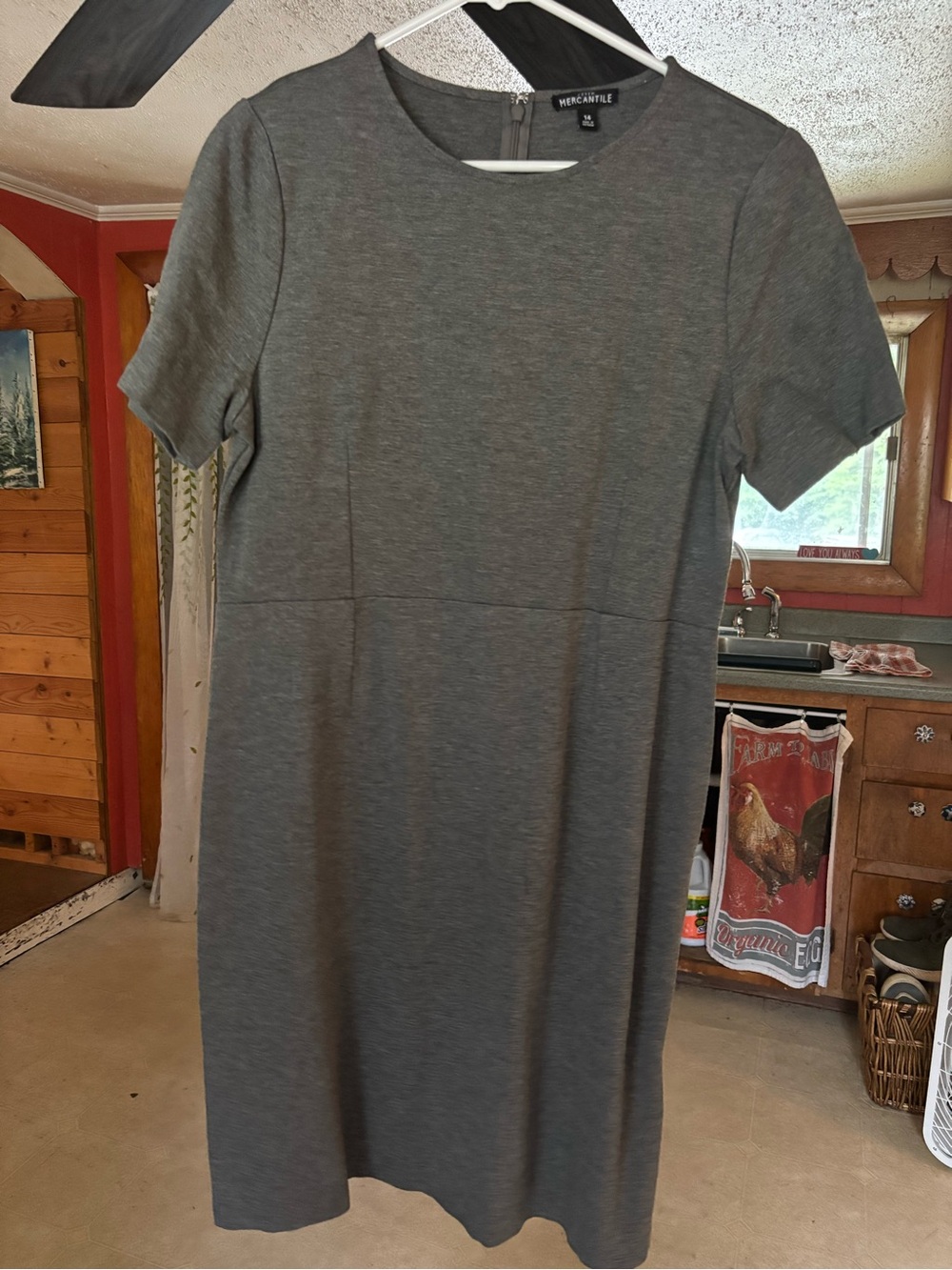 J. Crew Heather Gray Short-Sleeve Midi Sheath Dress